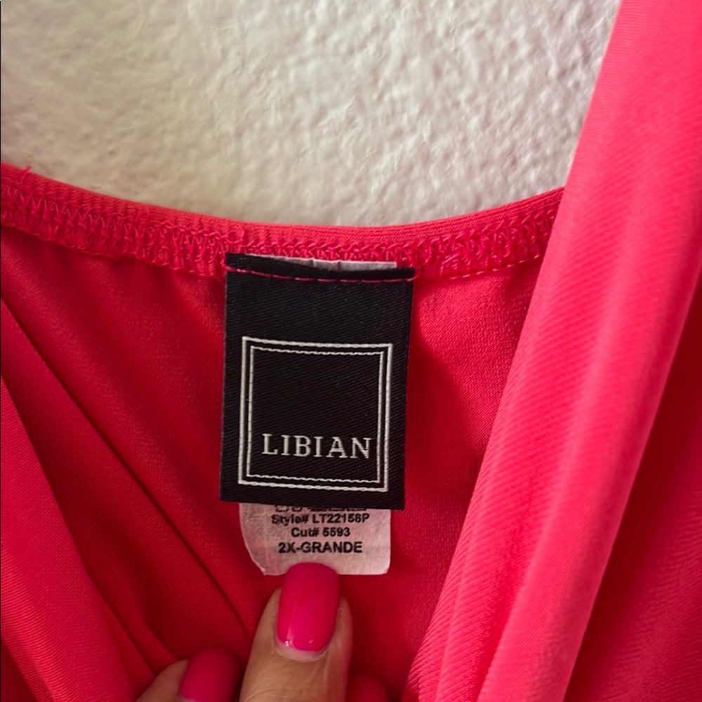 Women's twist front coral Top size 2X - Picture 4 of 7